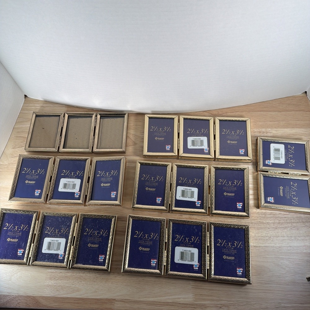 Vintage Tri & Bi Fold Gold Tone Brass Photo Frame Photo Sz Vertical MCM Lot 7